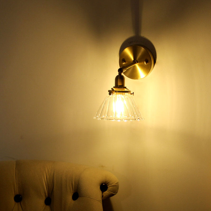 Avtoit | Minimalist Rejuvenation Rotating Wall Lighting Single Lamps Glass Wall Lamp in Brass for Living Room