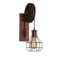 Avtoit | Spherical Wire Cage Foyer Wall Lamp Rustic Iron 1-Light Bedroom Wall Mount Lamp with Pulley