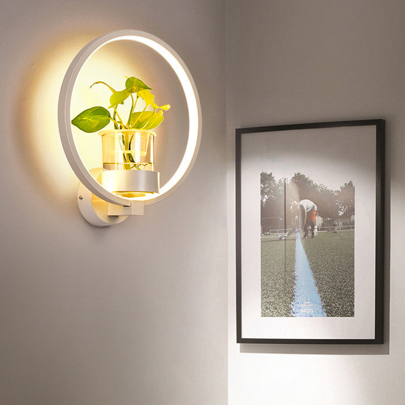 Avtoit | Decorative Halo LED Wall Sconce Metal Bedroom Wall Light with Glass Hydroponic Pot