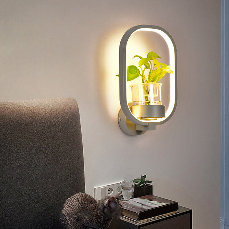 Avtoit | Decorative Halo LED Wall Sconce Metal Bedroom Wall Light with Glass Hydroponic Pot