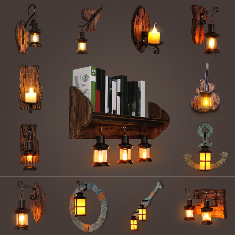 Avtoit | Nautical Geometric Wall Lamp Wooden Wall Mount Lighting for Living Room