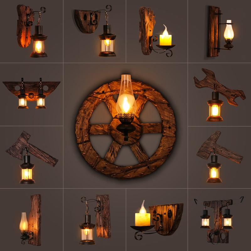 Avtoit | Nautical Geometric Wall Lamp Wooden Wall Mount Lighting for Living Room