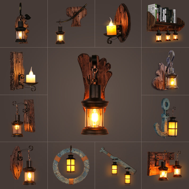 Avtoit | Nautical Geometric Wall Lamp Wooden Wall Mount Lighting for Living Room