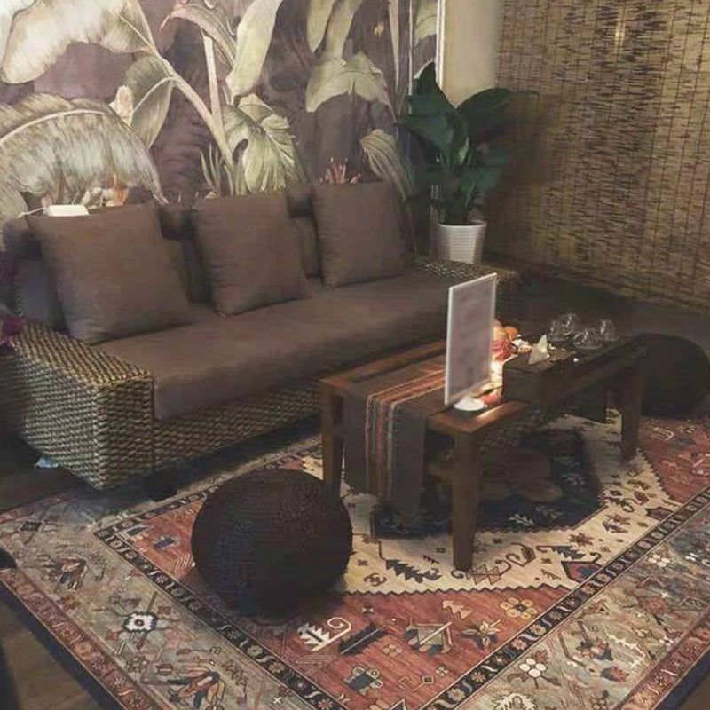 Avtoit | Multi Color Living Room Rug Persian Geometric Printed Indoor Rug Cotton Blend Non-Slip Easy Maintenance Area Rug
