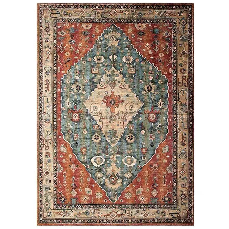 Avtoit | Multi Color Living Room Rug Persian Geometric Printed Indoor Rug Cotton Blend Non-Slip Easy Maintenance Area Rug
