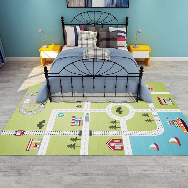 Avtoit | Beautiful car-printed carpet multicolor cotton blend area rug non-slip stain-resistant easy-care indoor rug for children