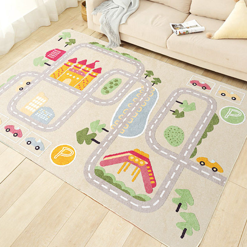 Avtoit | Beautiful car-printed carpet multicolor cotton blend area rug non-slip stain-resistant easy-care indoor rug for children