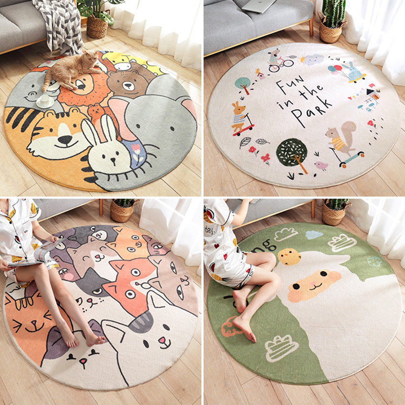 Avtoit | Multicolor Novelty Carpet Lambswool Cartoon-printed Carpet with Non-slip Backing Easy-care Indoor Carpet for Kids
