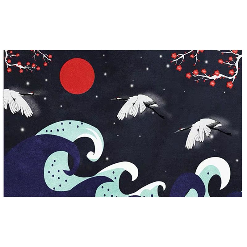 Avtoit | Nordic Crane Pattern Rug Multi-Color Synthetic Area Rug Pet-Friendly Easy Maintenance Stain-Resistant Carpet for Room