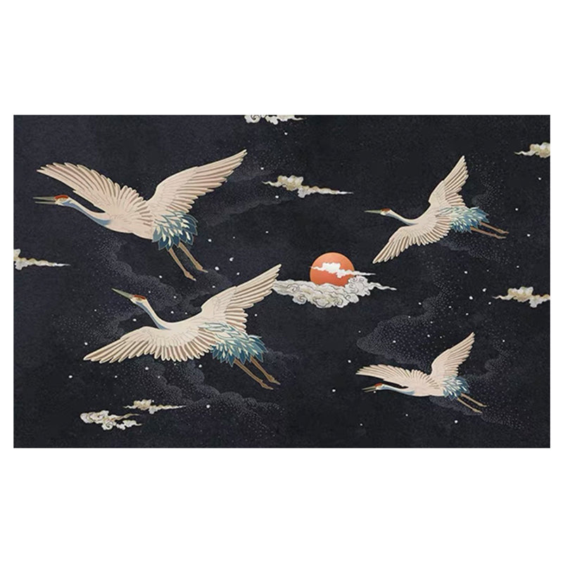 Avtoit | Nordic Crane Pattern Rug Multi-Color Synthetic Area Rug Pet-Friendly Easy Maintenance Stain-Resistant Carpet for Room