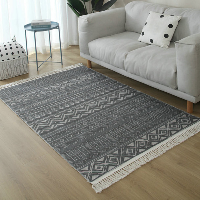 Avtoit | Simple Living Room Rug Multicolored Geometric Printed Area Rug Cotton Pet Friendly Easy Care Indoor Rug
