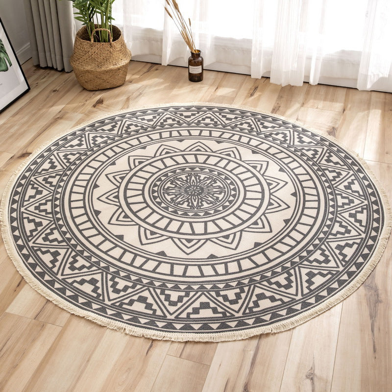 Avtoit | Moroccan geometric printed carpet Multicolored cotton rug easy-care pet-friendly indoor rug for the bedroom