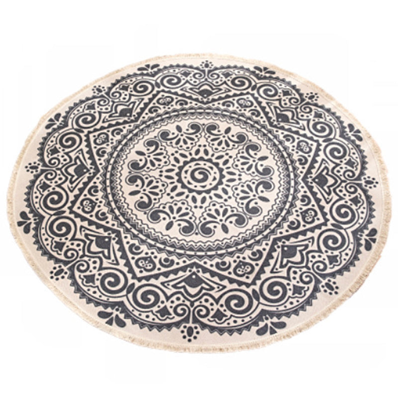 Avtoit | Moroccan geometric printed carpet Multicolored cotton rug easy-care pet-friendly indoor rug for the bedroom