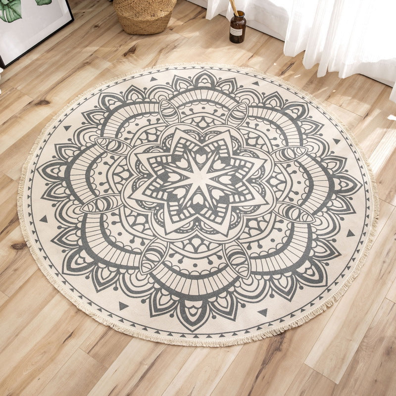 Avtoit | Moroccan geometric printed carpet Multicolored cotton rug easy-care pet-friendly indoor rug for the bedroom