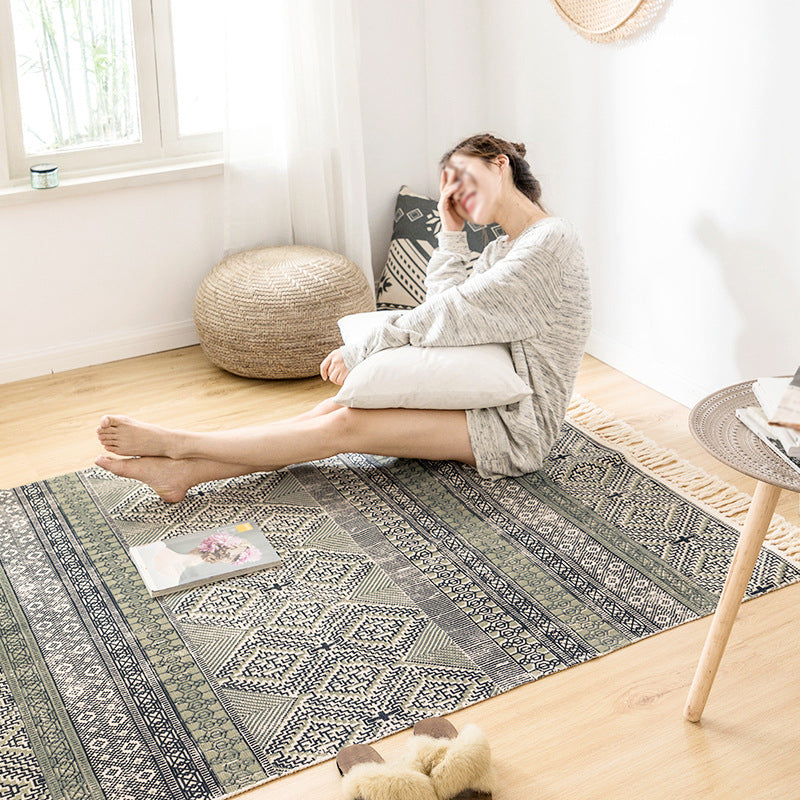 Avtoit | Multicolored Bedroom Rug Western Geometric Printed Area Rug Cotton Easy Care Pet Friendly Indoor Rug