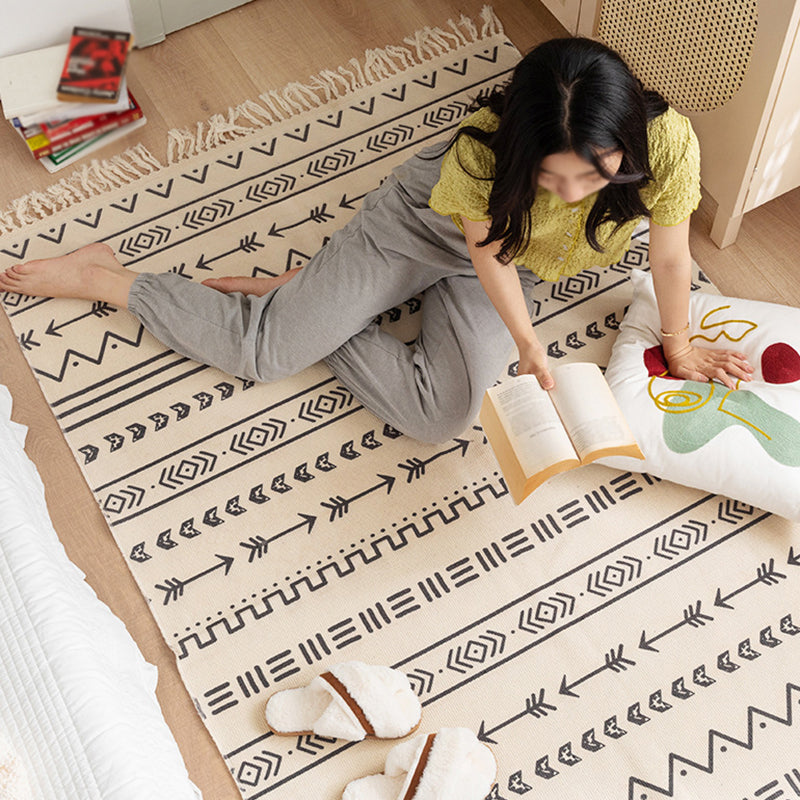 Avtoit | Multicolored Bedroom Rug Western Geometric Printed Area Rug Cotton Easy Care Pet Friendly Indoor Rug