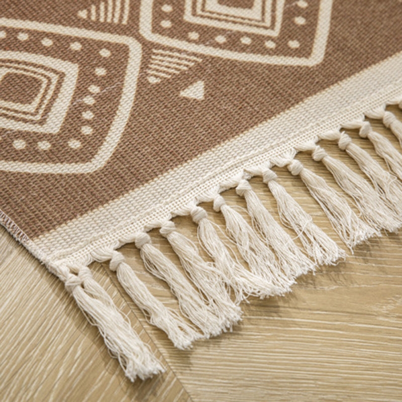 Avtoit | Multicolored Bedroom Rug Western Geometric Printed Area Rug Cotton Easy Care Pet Friendly Indoor Rug