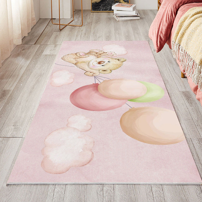 Avtoit | Cute Bedroom Rug Multicolored Cartoon Print Indoor Rug Polyester Anti-Slip Back Pet-Friendly Carpet