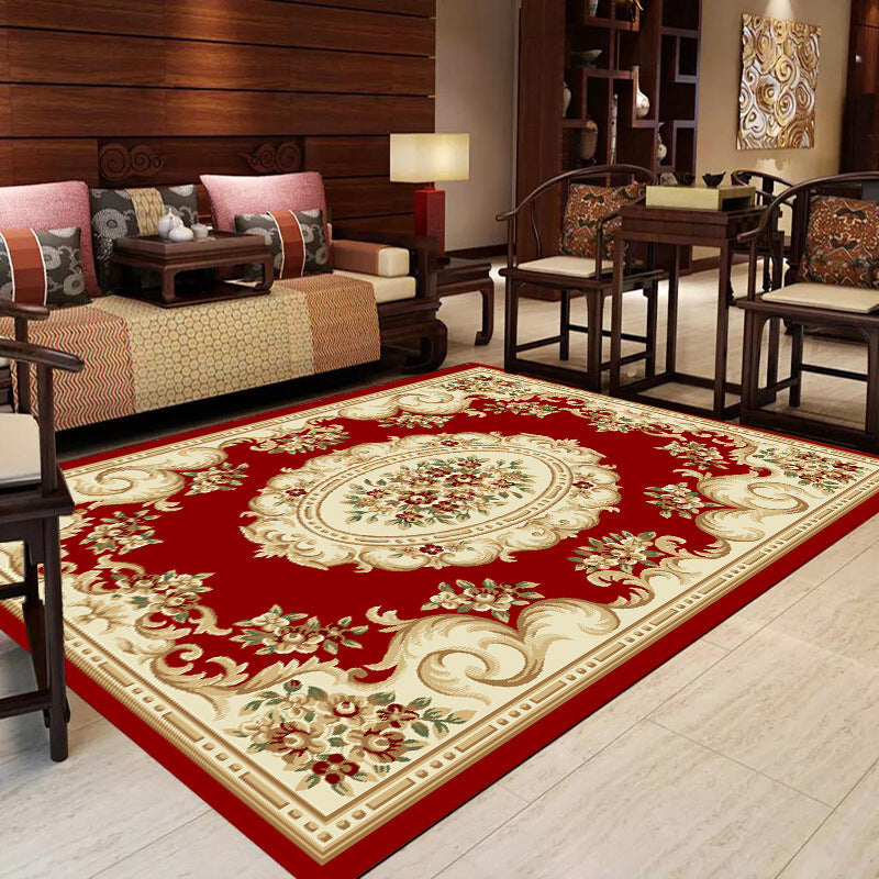 Avtoit | Multicolor Modern Rug Polyester Floral Print Area Rug Non-Slip Backing Stain Resistant Indoor Rug for the Living Room