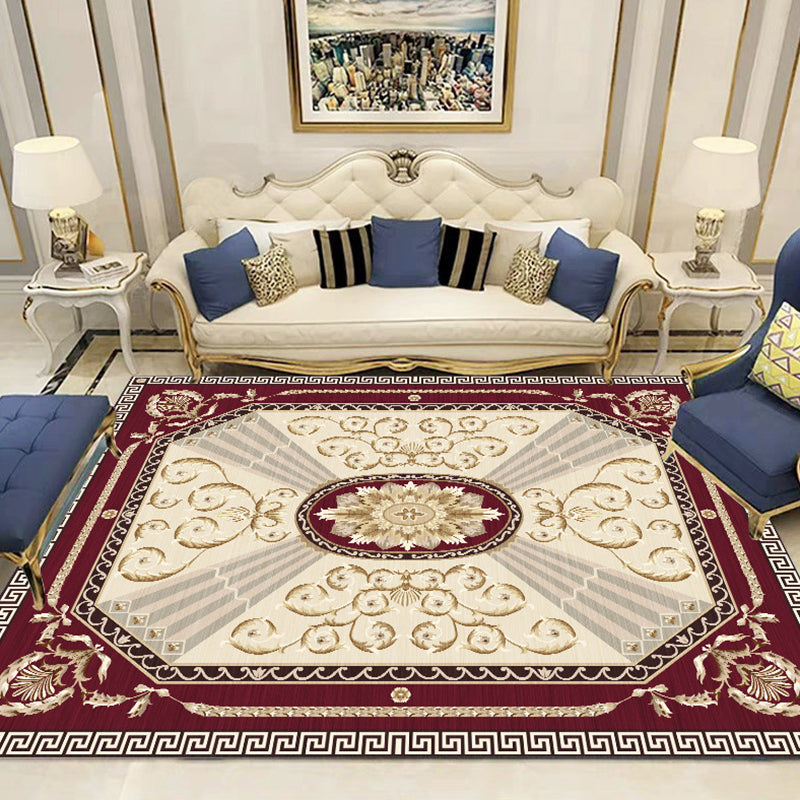 Avtoit | Multicolor Modern Rug Polyester Floral Print Area Rug Non-Slip Backing Stain Resistant Indoor Rug for the Living Room