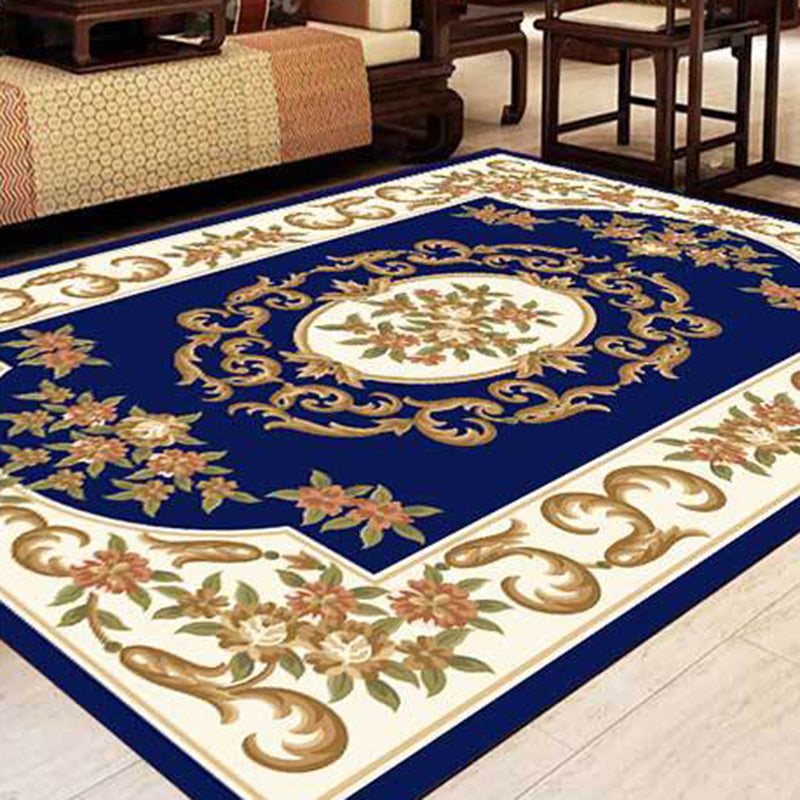 Avtoit | Multicolor Modern Rug Polyester Floral Print Area Rug Non-Slip Backing Stain Resistant Indoor Rug for the Living Room
