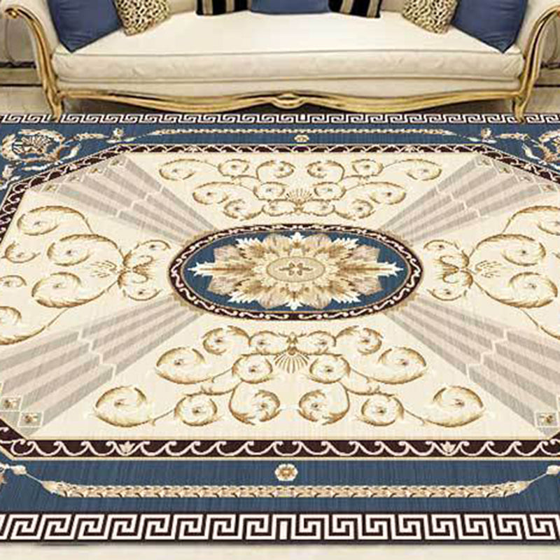 Avtoit | Multicolor Modern Rug Polyester Floral Print Area Rug Non-Slip Backing Stain Resistant Indoor Rug for the Living Room