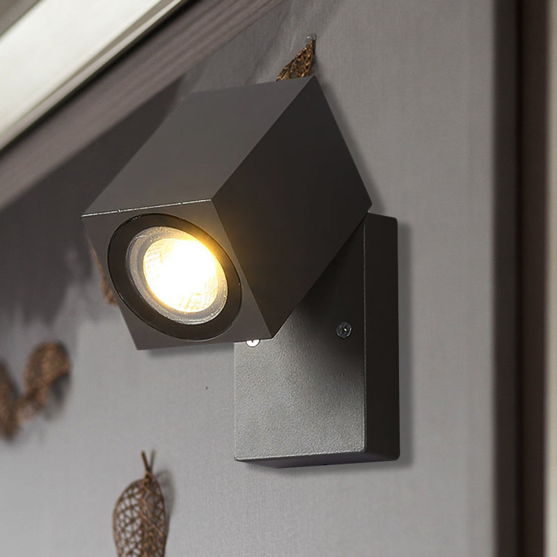 Avtoit | Gray cubic shade wall light industrial style metallic LED patio adjustable wall mounted lamp