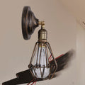 Avtoit | 1 Light Bulb Wire Cage Wall Light Country House Style Stylish Antique Brass Wrought Iron Wall Light Lighting for Restaurant