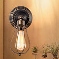 Avtoit | 1 Head Iron Wall Lamp Farmhouse Style Dark Rust Wire Protection Café Mini Wall Light