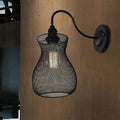Avtoit | 1 Bulb Vase Shape Wall Sconce with Mesh Shade Industrial Style Black Metal Wall Light for Hallway