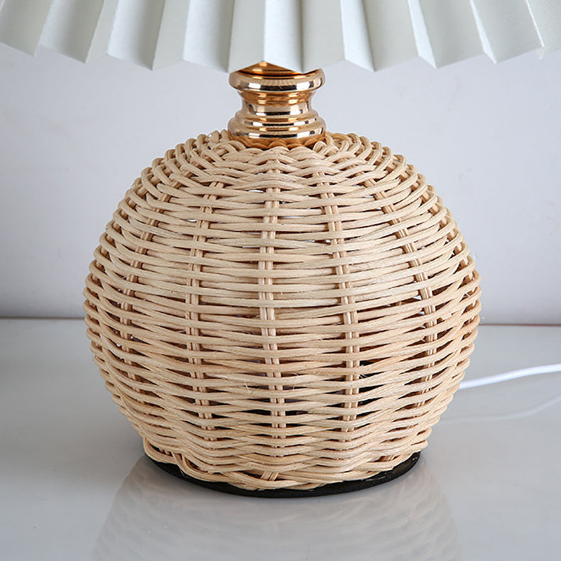 Avtoit | RattaLume Nordic LED Table Lamp | Woven Rattan & Foldable Fabric Shade | Mood Light | Decor for the Bedroom