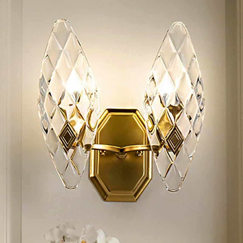 Avtoit | Clear Crystal Diamond Wall Light Modern Style 1/2-Head Brass Wall Lamp for Living Room