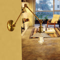 Avtoit | Brass Cone Wall Lighting Country House Amber Glass 1 Light Living Room Wall Lamp Fixture