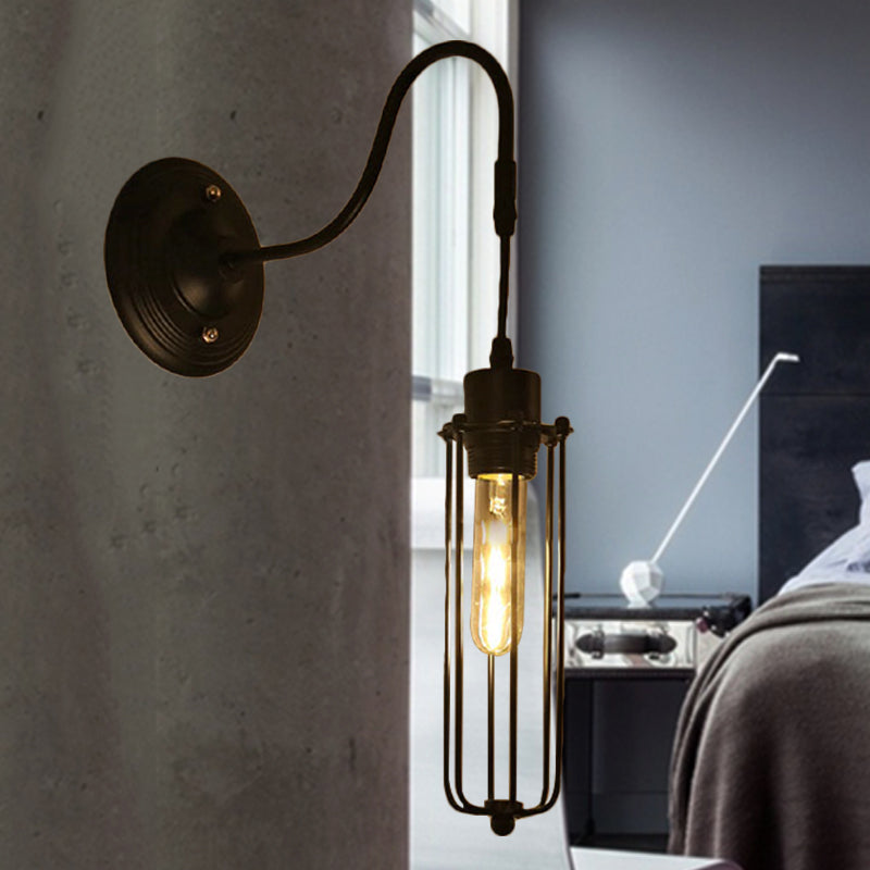 Avtoit | Metal Cylinder/Hexagonal Engaged Wall Lamp Farm 1 Lamp Restaurant Wall Mount Fixture in Black
