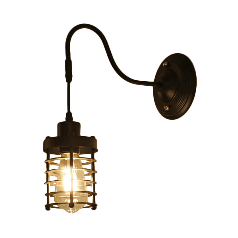 Avtoit | Metal Cylinder/Hexagonal Engaged Wall Lamp Farm 1 Lamp Restaurant Wall Mount Fixture in Black