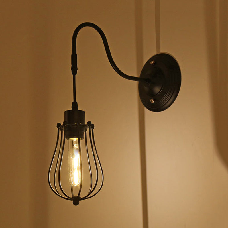 Avtoit | Metal Cylinder/Hexagonal Engaged Wall Lamp Farm 1 Lamp Restaurant Wall Mount Fixture in Black
