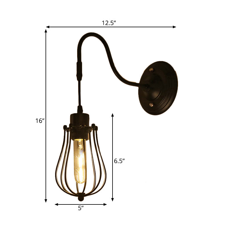 Avtoit | Metal Cylinder/Hexagonal Engaged Wall Lamp Farm 1 Lamp Restaurant Wall Mount Fixture in Black