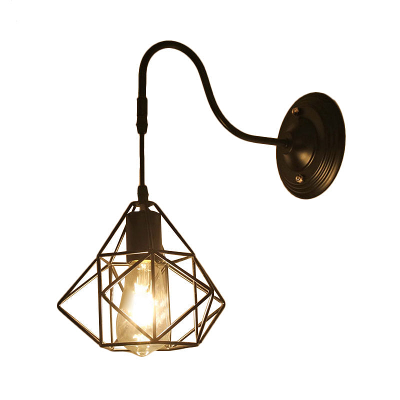 Avtoit | Metal Cylinder/Hexagonal Engaged Wall Lamp Farm 1 Lamp Restaurant Wall Mount Fixture in Black