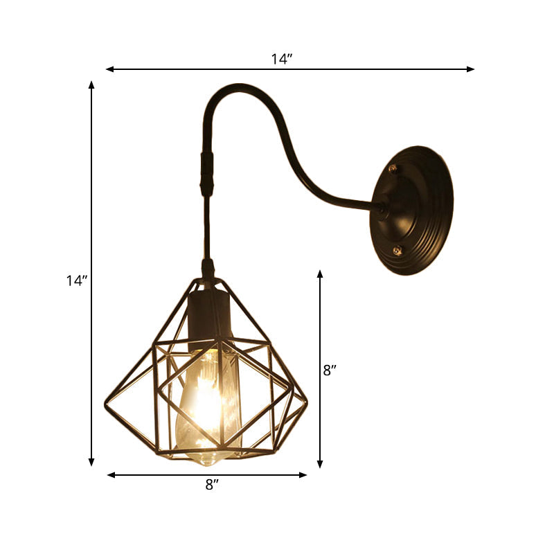 Avtoit | Metal Cylinder/Hexagonal Engaged Wall Lamp Farm 1 Lamp Restaurant Wall Mount Fixture in Black