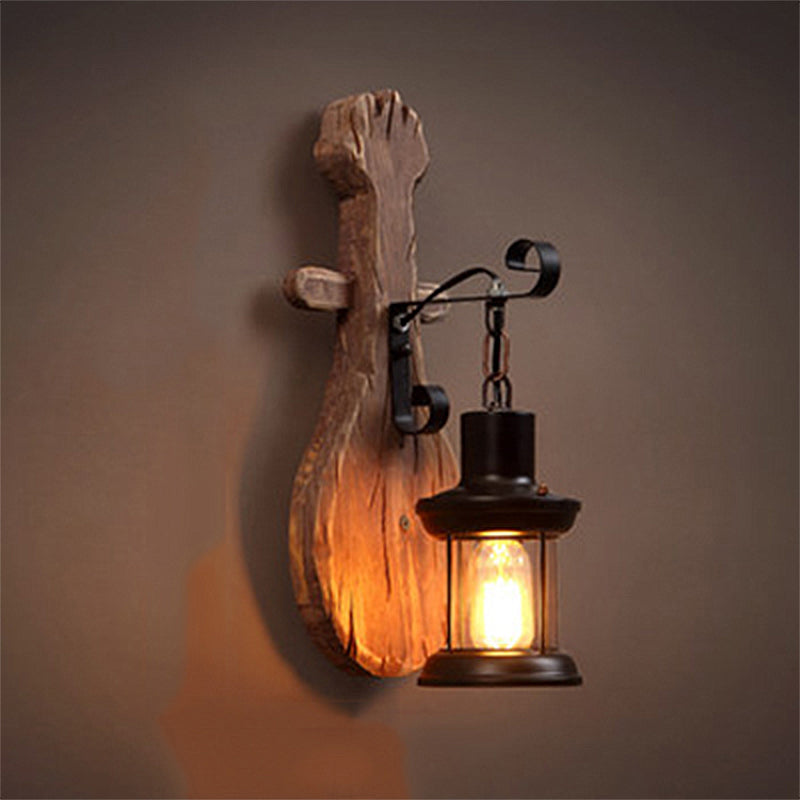 Avtoit | Clear Glass Lantern Wall Light Coastal 1 Light Dining Room Fixture with Spoon