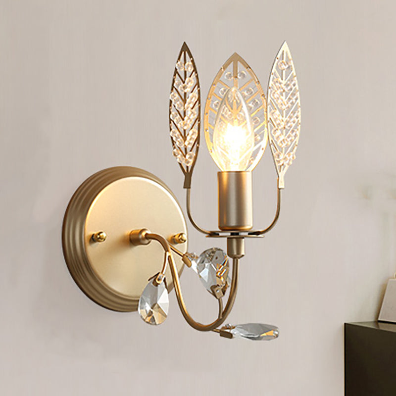Avtoit | Modernism 1 Light Wall Lamp with Crystal Leaf Bronze Branch Wall Mounted Light for Bedroom