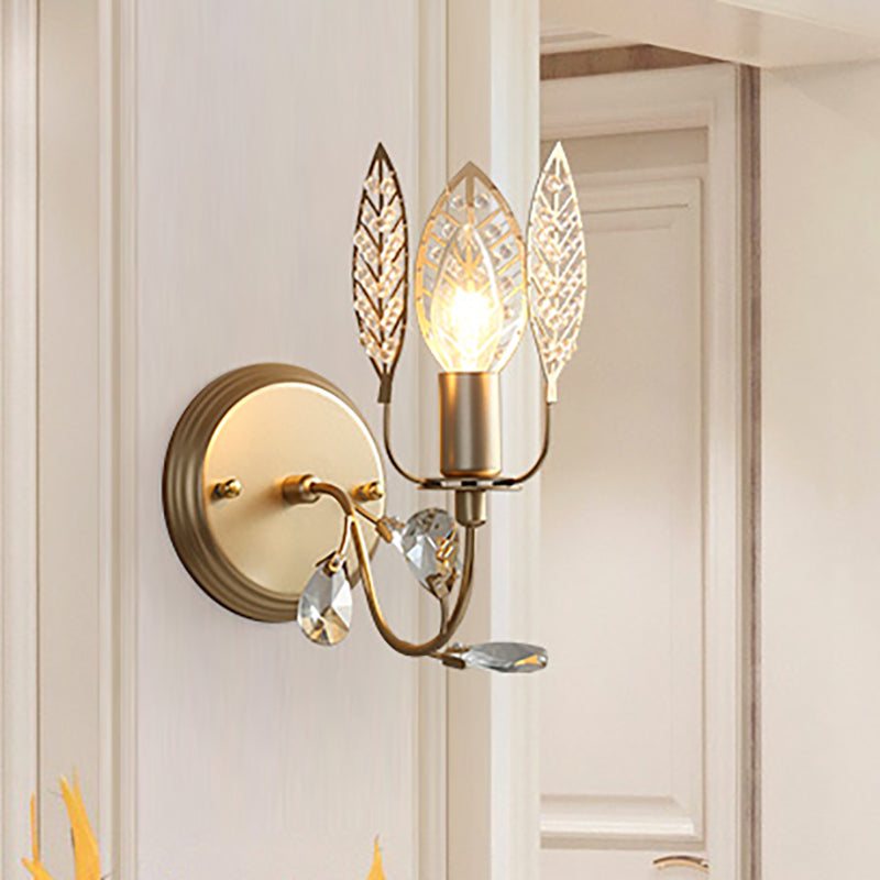 Avtoit | Modernism 1 Light Wall Lamp with Crystal Leaf Bronze Branch Wall Mounted Light for Bedroom