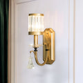 Avtoit | Cylinder Wall Light Modernism Prism Crystal 1 Light Brass Wall Mount Light for the Living Room