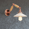 Avtoit | White glass conical wall lamp industrial 1 light living room lighting fixture with retractable arm