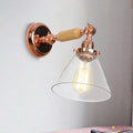 Avtoit | Industrial Cone Wall Lamp 1 Bulb Clear Glass Wall Light in Rose Gold