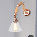 Avtoit | A Pear Clear Glass Wall Light Industrial Gold Cone Living Room Wall Light with Curved Arm
