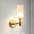 Avtoit | 1 Light Corridor Wall Spotlight Contemporary Style Gold Finish Sconce Lamp with Cylindrical Clear Faceted Glass Shade