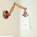 Avtoit | Single beam wall light with flared shade clear prismatic glass farmhouse bedroom wall light fixture