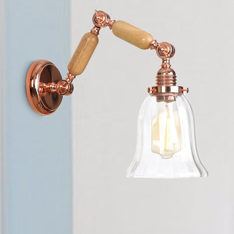 Avtoit | Single beam wall light with flared shade clear prismatic glass farmhouse bedroom wall light fixture