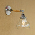 Avtoit | Wood One Light Wall Lamp Vintage Clear Glass Pear Lighting Fixture for Living Room, 8"/4"/6" L Wooden Arm